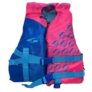 Fluid‎ Aquatics Life Vest Kids Youth 33-55 Lbs Pink And Blue Level 70 EUC